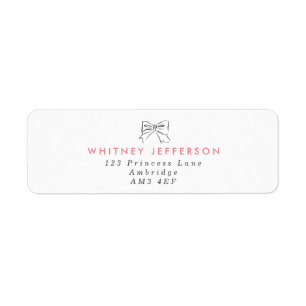 Simple Hand Drawn Bow Pink Return Address