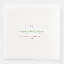 Simple Hand Drawn Bow Red & Green Christmas