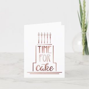 Simple Hand Drawn Cake Happy Birthday Rose Gold Go Card