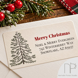 Simple Hand Drawn Christmas Tree Return Address Label