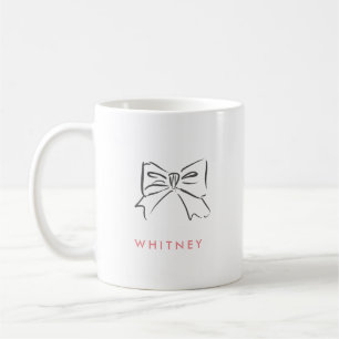 Simple Hand Drawn Coquette Bow Pink Personalised Coffee Mug