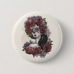 Simple Hand-drawn Dia de los Muertos Button