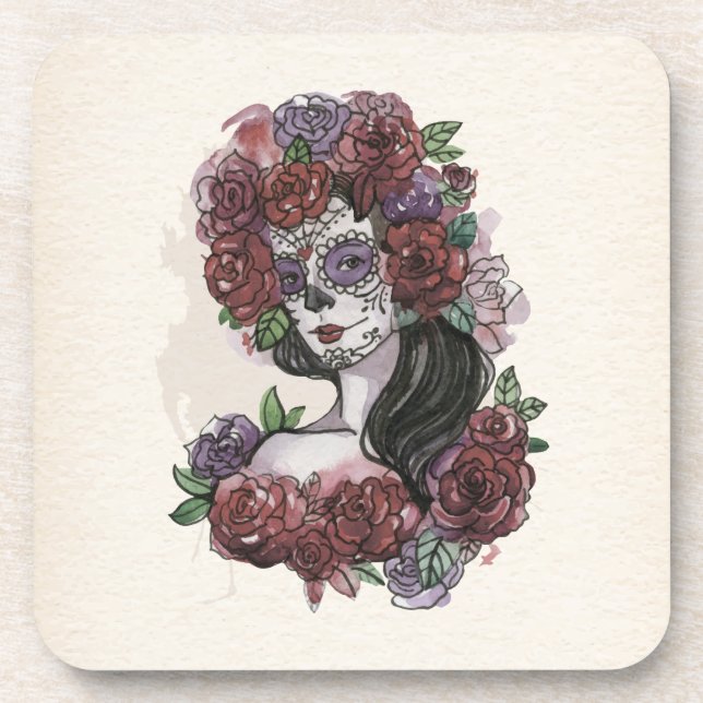 Simple Hand-drawn Dia de los Muertos | Coaster (Front)