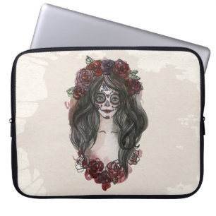 Simple Hand-drawn Dia de los Muertos Laptop Sleeve
