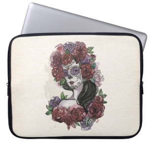 Simple Hand-drawn Dia de los Muertos Laptop Sleeve
