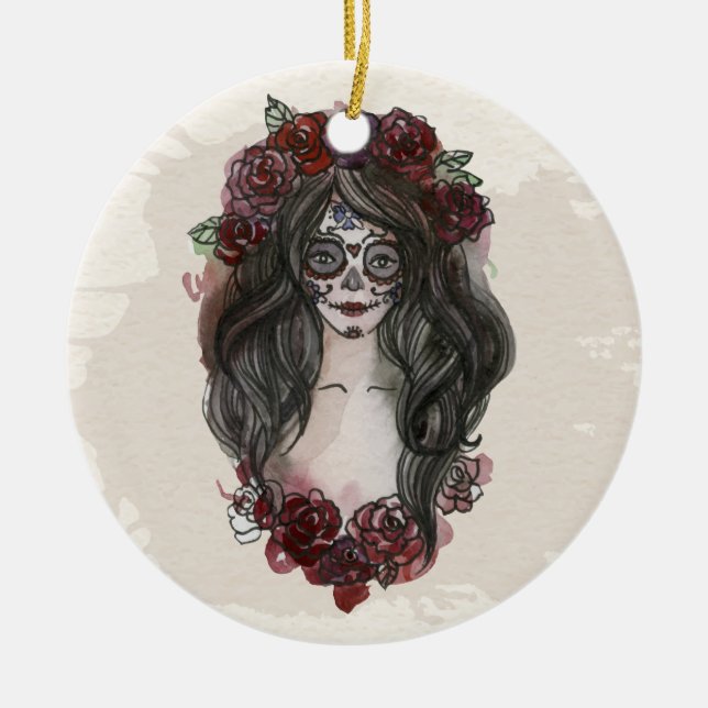 Simple Hand-drawn Dia de los Muertos | Ornament (Front)