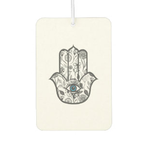 Simple Hand Drawn Floral Hamsa Hand Car Air Freshener