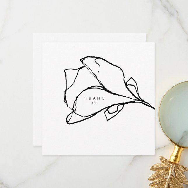 Simple Hand-Drawn Floral Stem II Funeral Thank You (Front/Back In Situ)