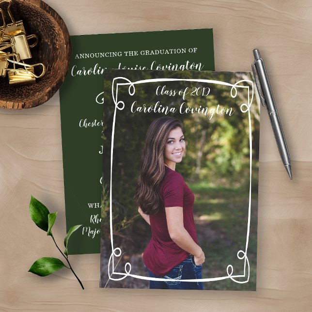 Simple Hand Drawn Frame Photo Graduation Announcement (Creator Uploaded)