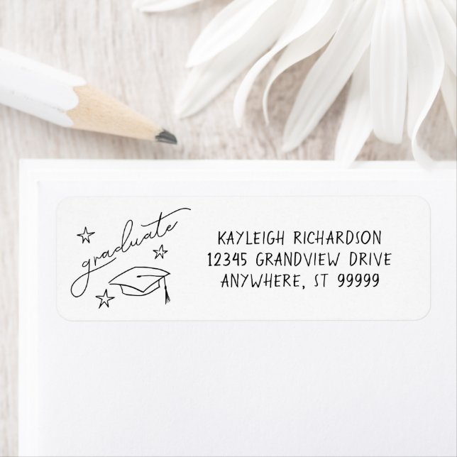 Simple Hand Drawn Graduate Return Address Label (Insitu)