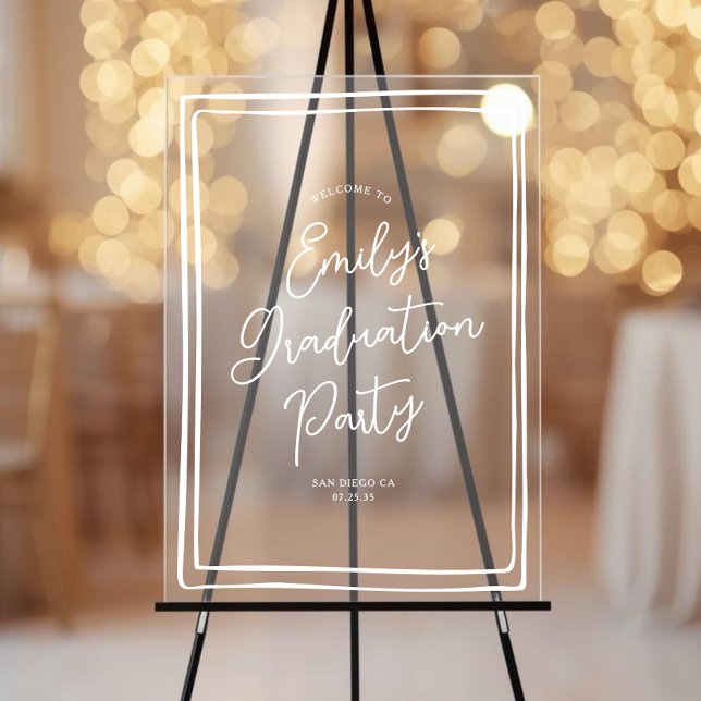 Simple Hand Drawn Graduation Party Welcome  Acrylic Sign (Creator Uploaded)