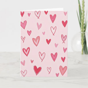 Simple Hand Drawn Hearts Card