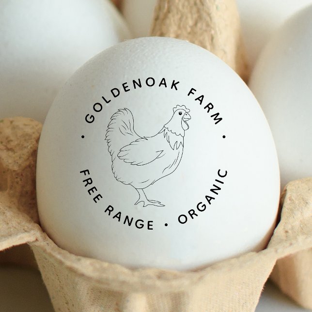 Simple Hand Drawn Personalised Chicken Egg Farm Rubber Stamp (Creator Uploaded)