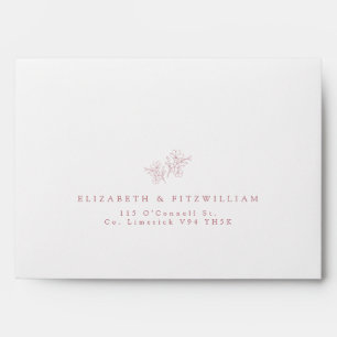 Simple Hand Drawn Pink Cherry Blossom Wedding Envelope