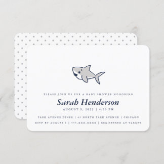 Simple Hand-Drawn Shark Baby Gender-Neutral Shower Invitation