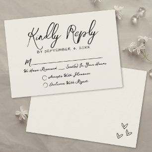 Simple Hand Drawn Vintage Whimsical Wedding RSVP Card