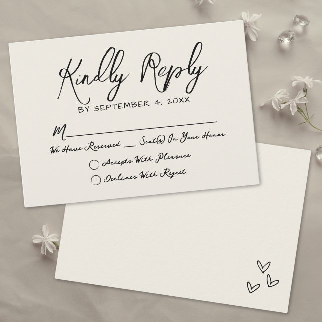 Simple Hand Drawn Vintage Whimsical Wedding RSVP Card (Simple Hand Drawn Vintage Whimsical Wedding RSVP Card)
