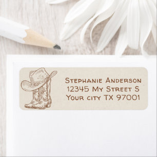 Simple Hand Drawn Western Cowboy Boots Hat Country