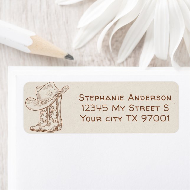 Simple Hand Drawn Western Cowboy Boots Hat Country (Insitu)