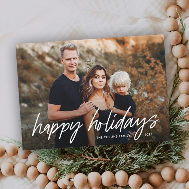 Simple Hand Lettered 2 Photo Holiday Card (Simple hand lettered 2 photo holiday card.)