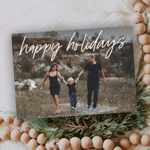 Simple Hand Lettered 2 Photo Holiday Card