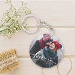 Simple Hand-Lettered Love Photo Key Ring<br><div class="desc">Keep your loved one close to you with this custom keychain with a photo and love hand-lettered across it.</div>