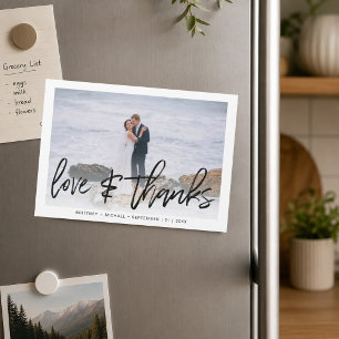 Simple Hand Lettered Photo Love & Thanks Wedding