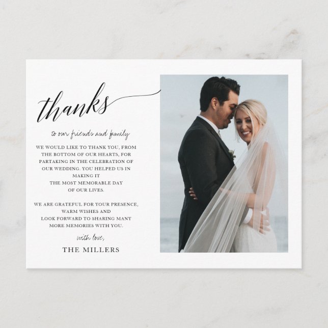 Simple Hand lettered script photo thank you Postcard (Front)