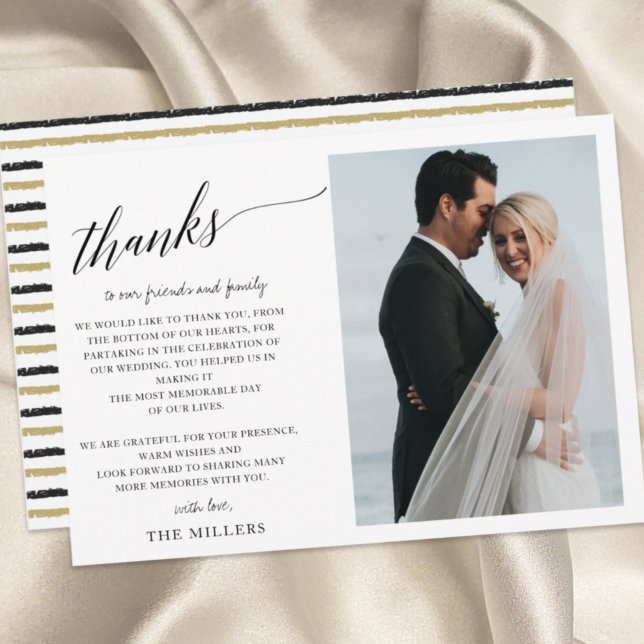 Simple Hand Lettered Script Photo Wedding Thank You Card (Creator Uploaded)
