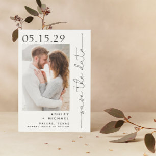 Simple Hand Lettered Script Typography 4 Photo Save The Date