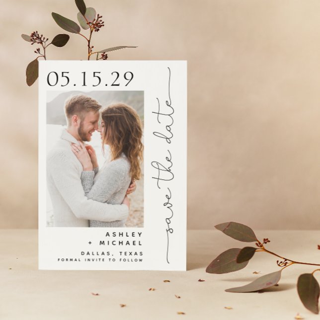 Simple Hand Lettered Script Typography 4 Photo Save The Date (Save Your Date in Style! Elegant & Personalizable Wedding Card. 💍💌 [Add Details])