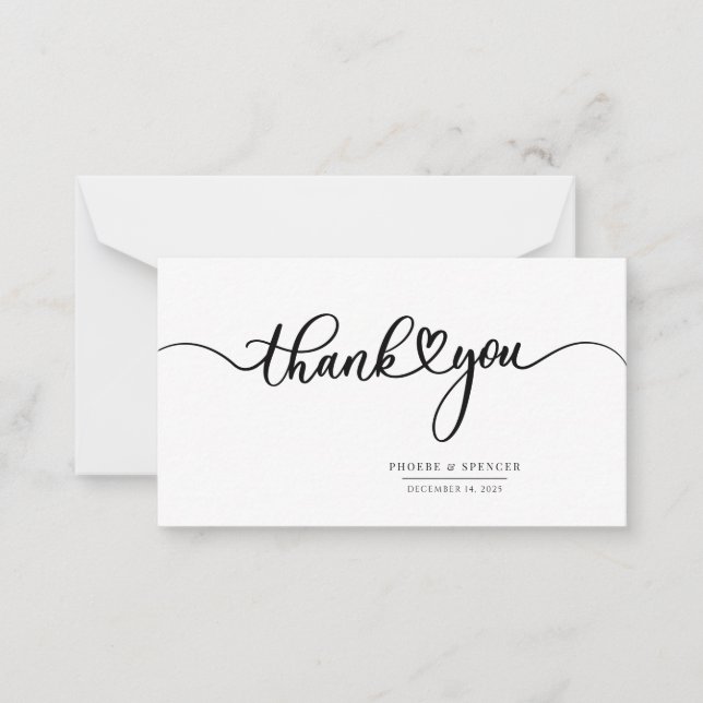 Simple Hand-Lettered Typography Thank You Card (Front)