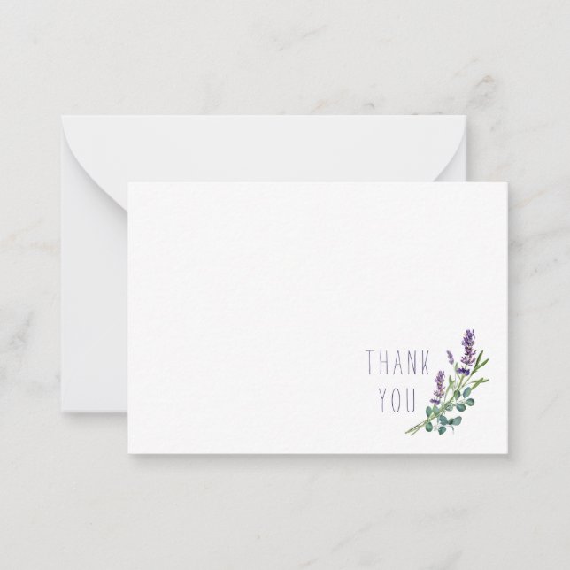 Simple Hand Painted Lavender Foliage Thank You Card (Front)
