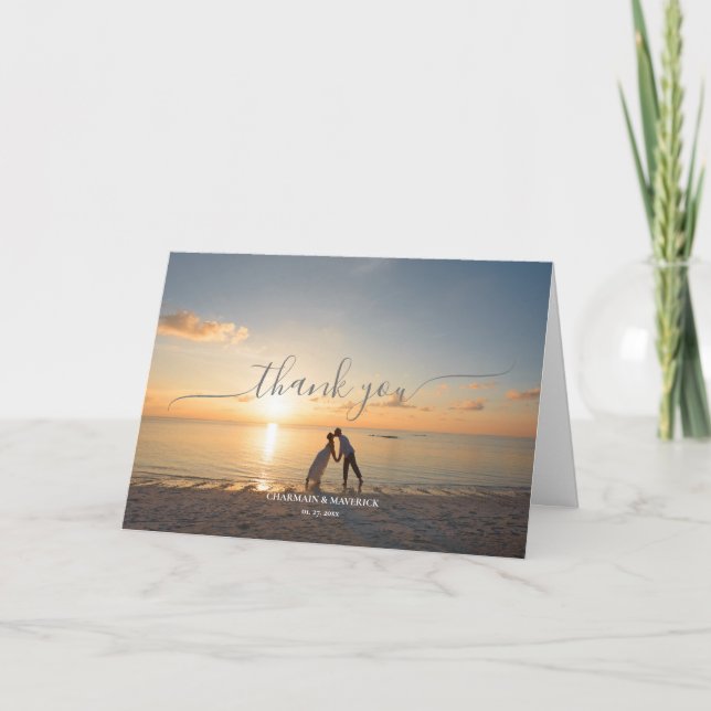Simple Hand Script, Photo Thank You Card (Front)