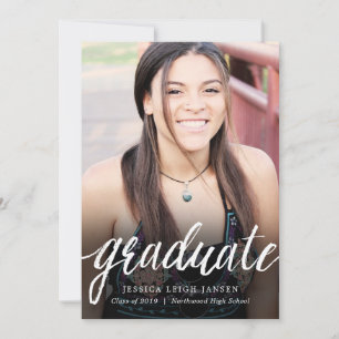 Simple Handlettering Photo Graduation Announcement