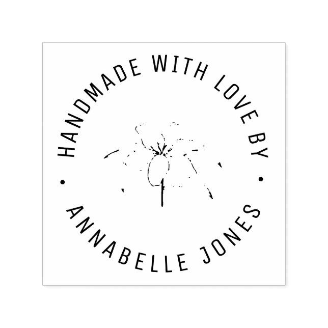 Simple handmade botanical self-inking stamp (Design)