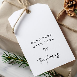 Simple Handmade with Love Heart   Black and White Gift Tags