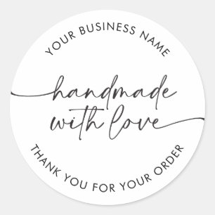 Simple Handmade with Love Modern Business Classic Round Sticker