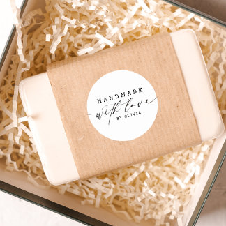 Simple Handmade with Love Script Business Classic Round Sticker