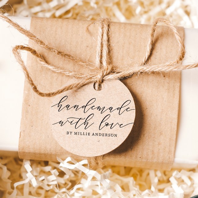 Simple Handmade with Love Script Small Business  Self-inking Stamp (Creator Uploaded)