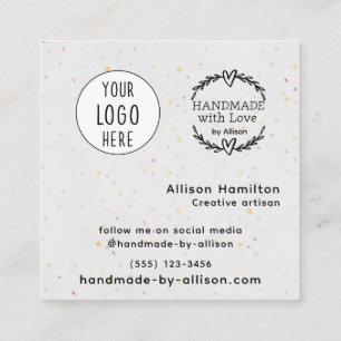 Simple Handmade With Love Wreath Artisan Square Business Card