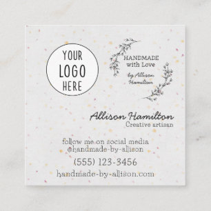 Simple Handmade With Love Wreath Artisan Square Business Card