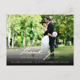 Simple Handwrite Script Classy Wedding Thank You Postcard