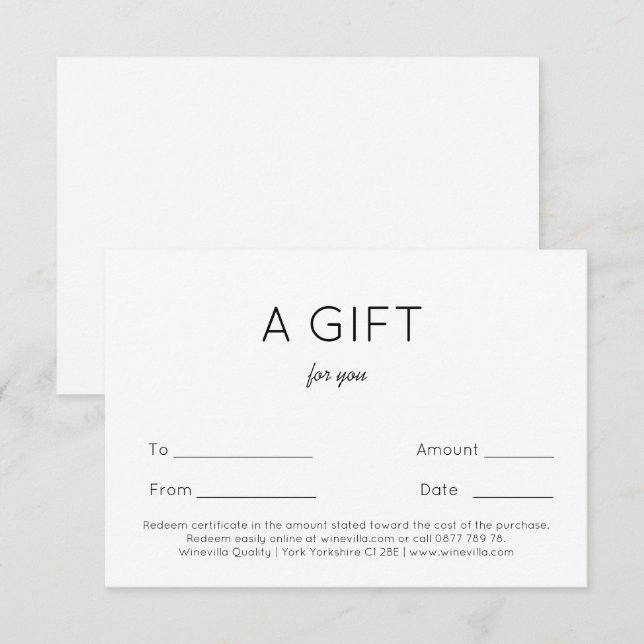 Simple Handwriting Business Gift Certificate (Front/Back)