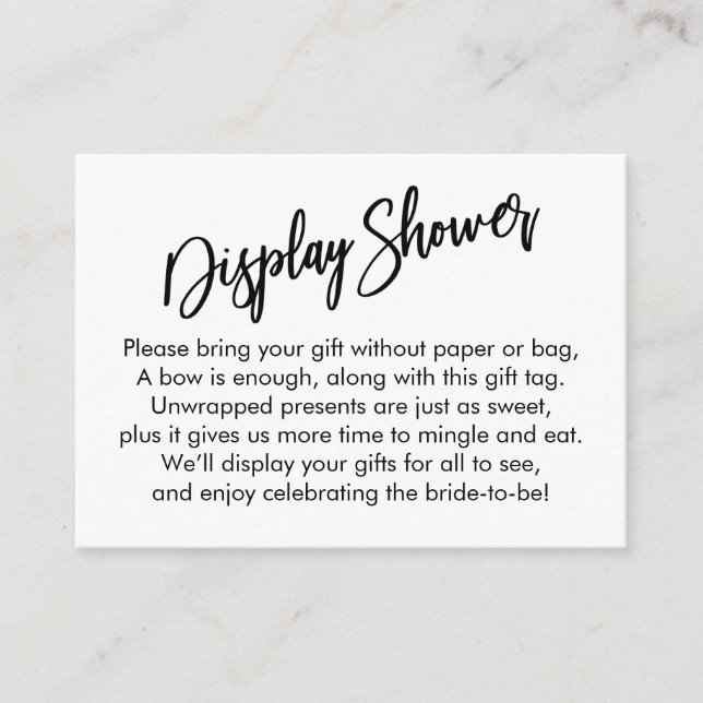 Simple Handwriting Display Bridal Shower Gift Card (Front)