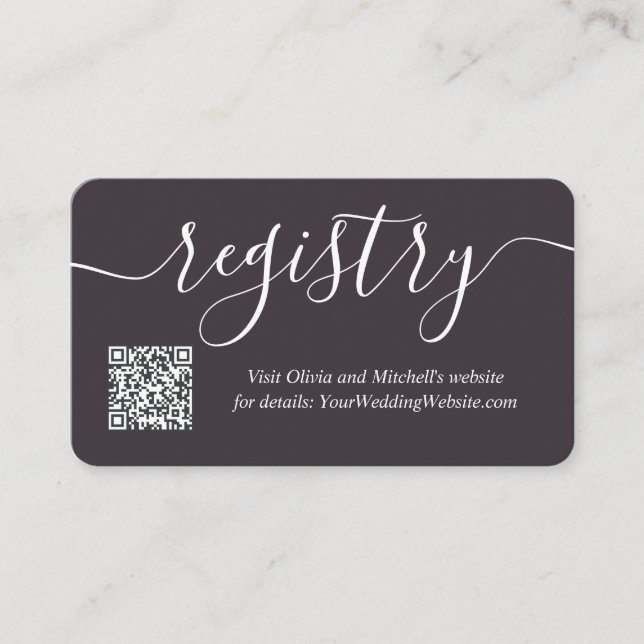 Simple Handwriting QR Code Wedding Registry  Enclosure Card (Front)