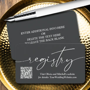Simple Handwriting QR Code Wedding Registry  Enclosure Card