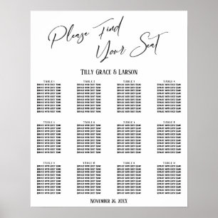 Simple Handwriting Reception Seating Chart