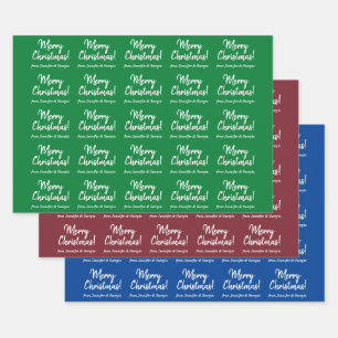 Simple Handwriting Style "Merry Christmas!", Names Wrapping Paper Sheet
