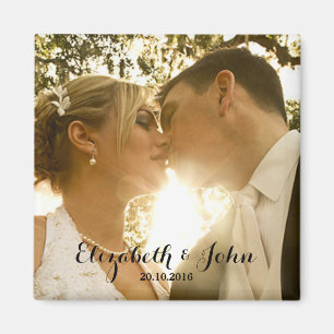 Simple Handwriting Wedding Photo Magnet